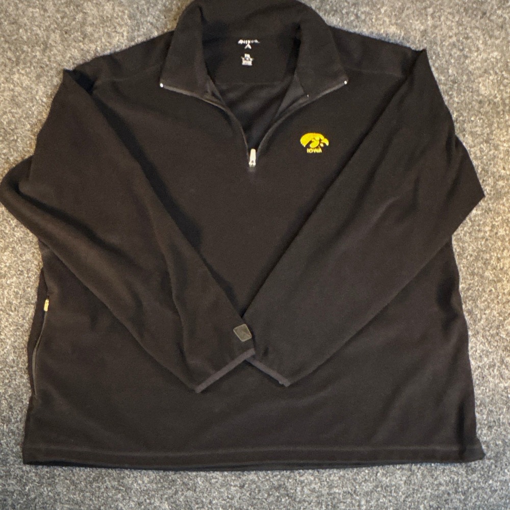 Antigua Iowa Hawkeyes Black/Gold 1/4 Zip Fleece Pullover Mens XXL